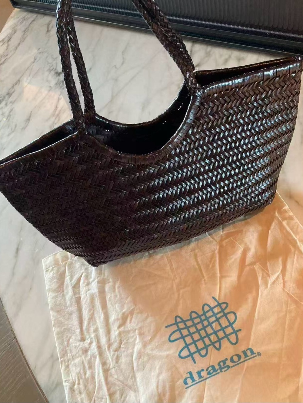 DRAGON DIFFUSIONNantucket large leather tote Bag in Dark Brown - Picture 11 of 12